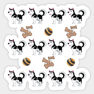 Husky with ball and dog treats pattern Sticker